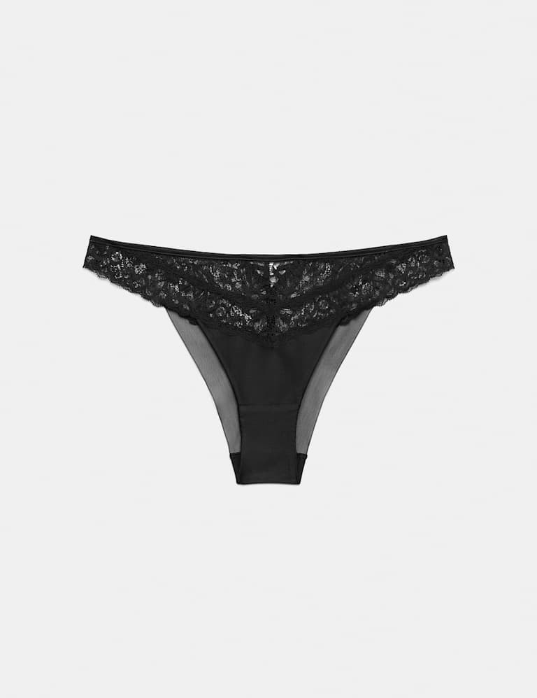 Lace with Silk Wired Plunge Bra Set A-E 3 of 6