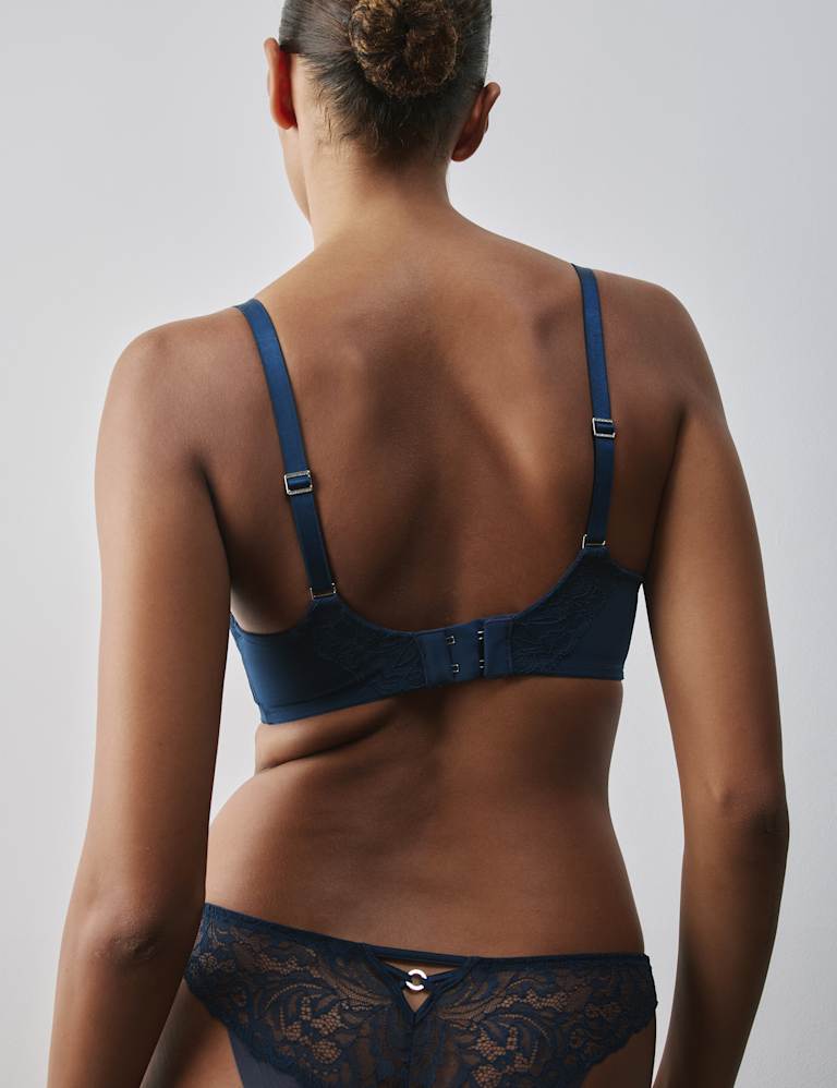 Lace with Silk Wired Balcony Bra Set F-H 6 of 6