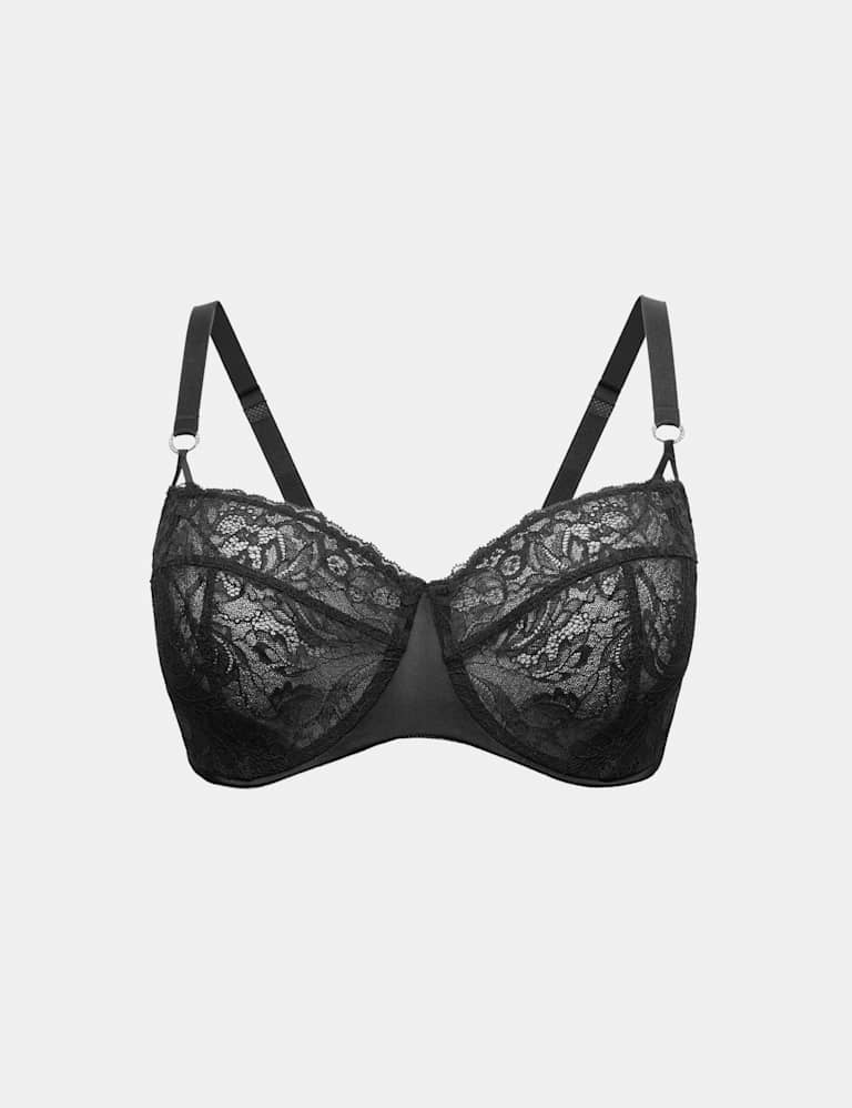 Lace with Silk Wired Balcony Bra Set F-H 2 of 6