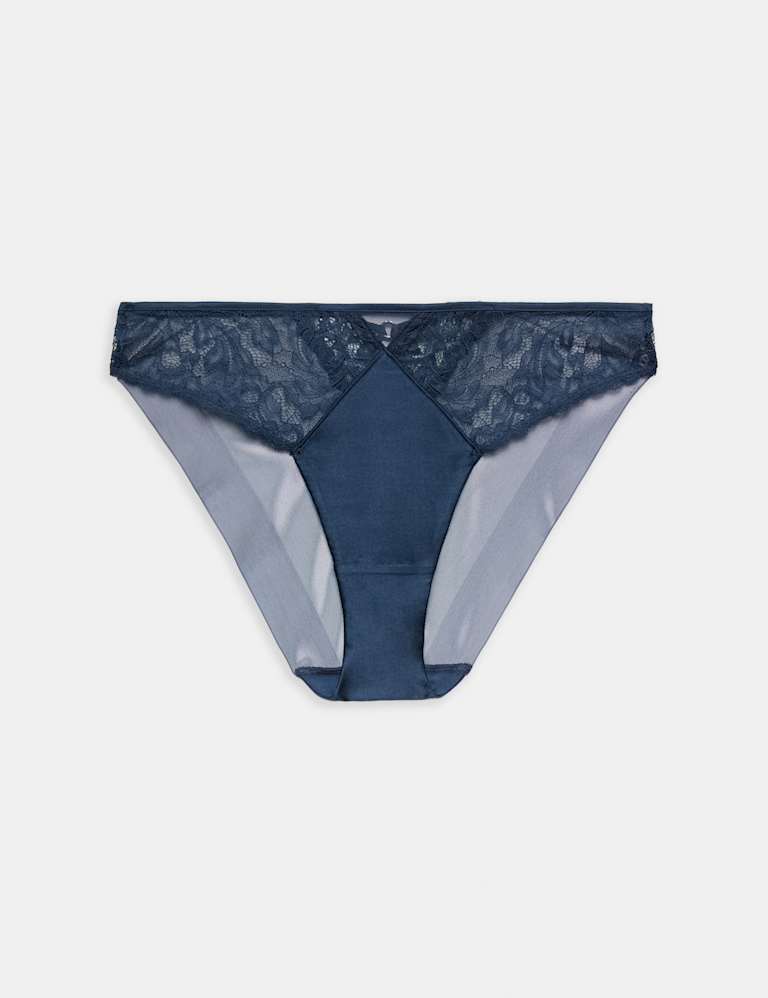 Lace with Silk Wired Balcony Bra Set F-H 3 of 6