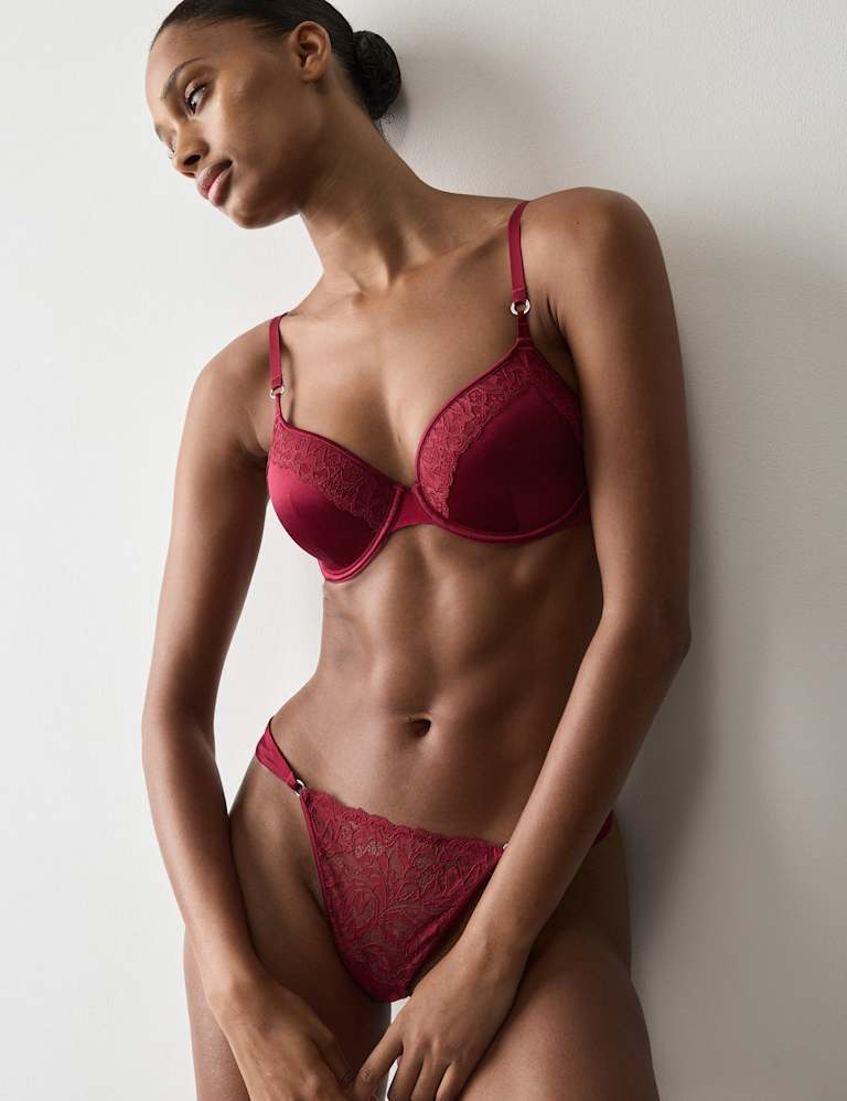 Silk & Lace Wired Demi Cup Bra Set A-E 1 of 6