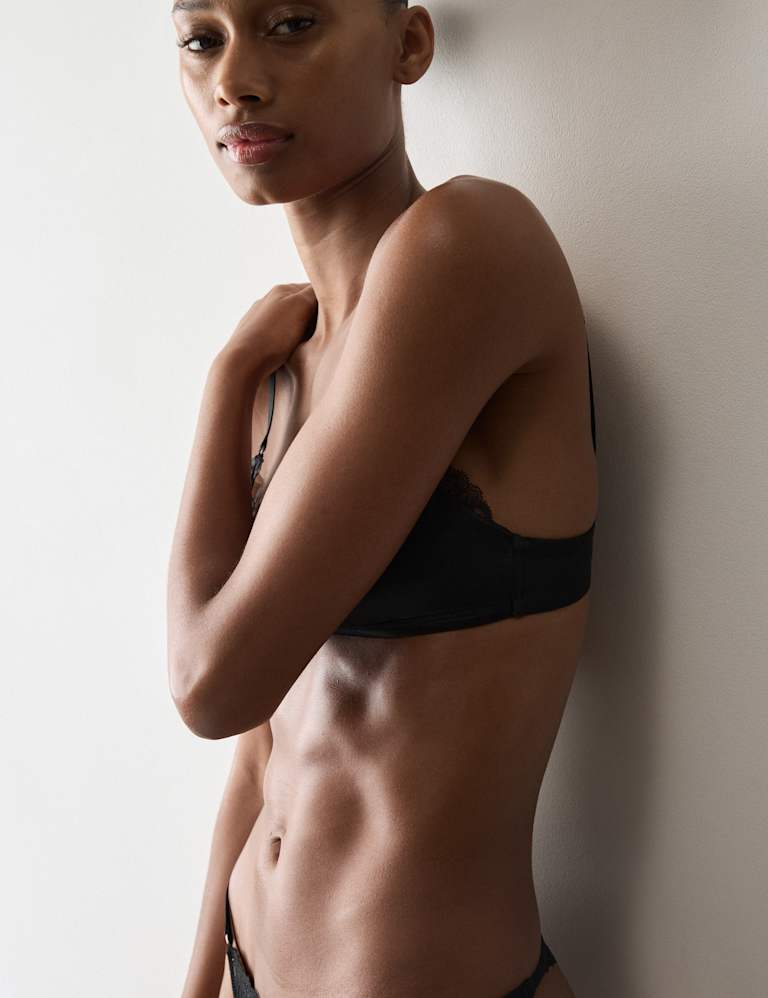Silk & Lace Non Wired Bralette Bra Set A-E 5 of 6