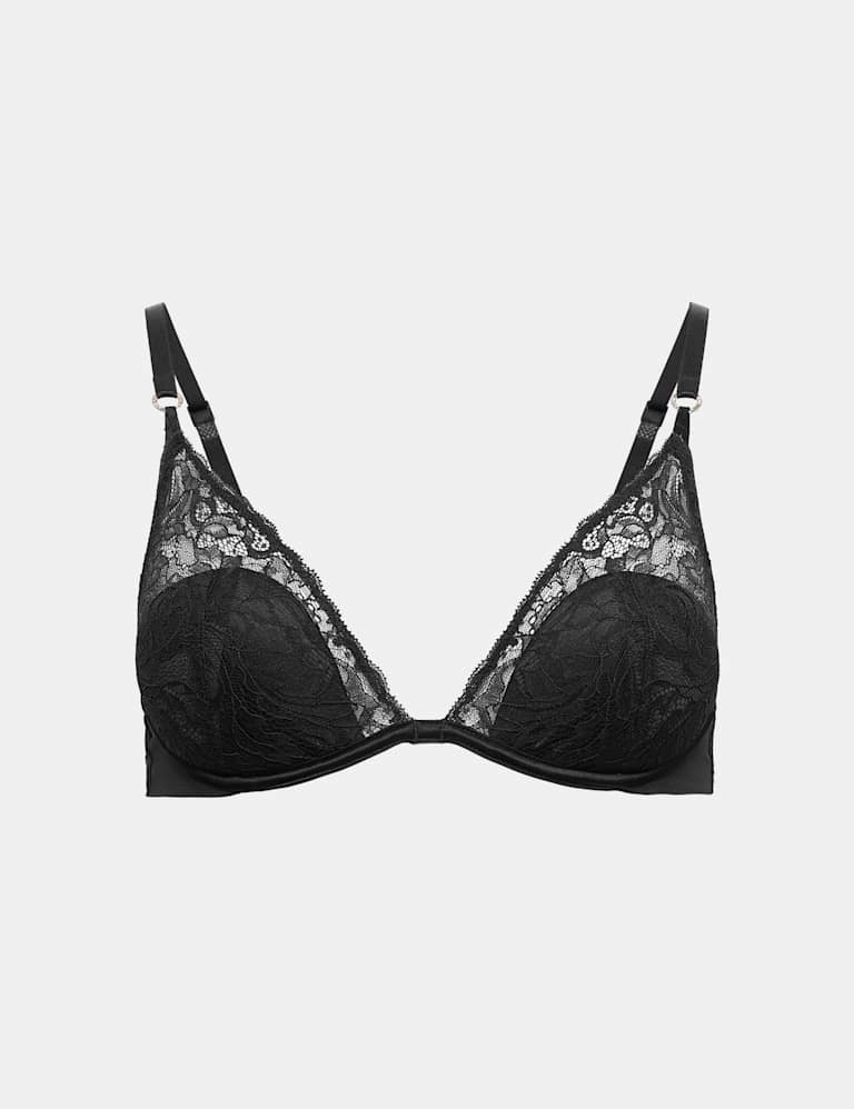 Lace with Silk Wired Plunge Bra Set A-E 2 of 6