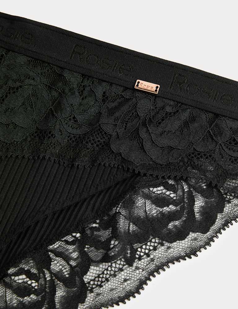 Lounge Rib & Lace Non Wired Plunge Bra Set A-E 5 of 6