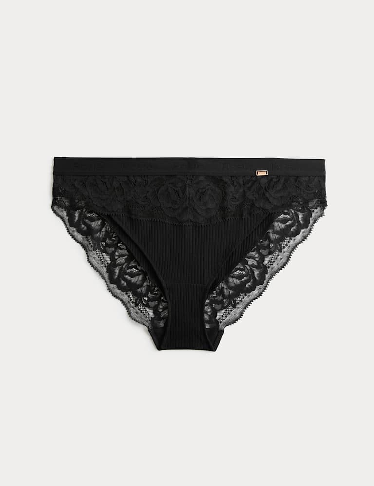 Lounge Rib & Lace Non Wired Plunge Bra Set A-E 3 of 6