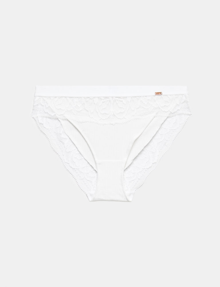 Lounge Rib & Lace Non Wired Plunge Bra Set A-E 3 of 6