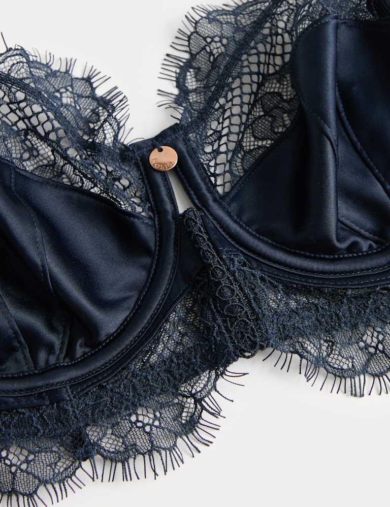 Saffron Satin & Lace Wired Balcony Bra Set A-E 2 of 4