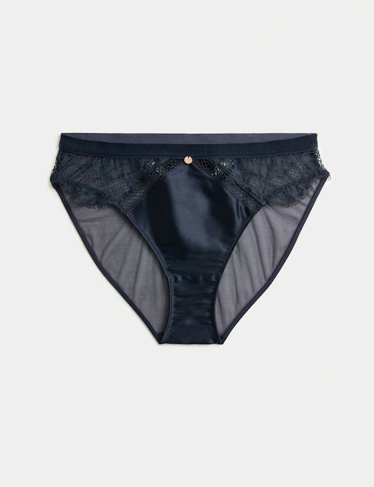 Saffron Satin & Lace Wired Balcony Bra Set A-E 3 of 6