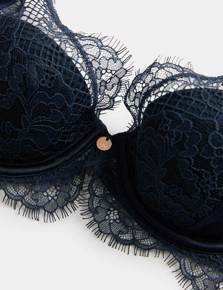 Saffron Satin & Lace Wired Plunge Bra Set A-E 5 of 6