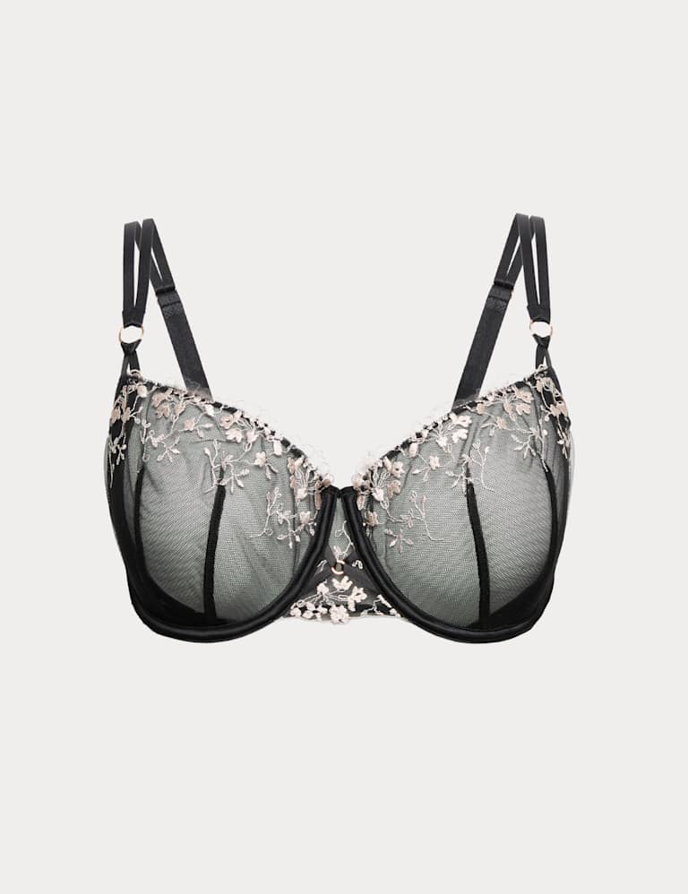 Flora Embroidery Wired Balcony Bra Set F-H 2 of 6