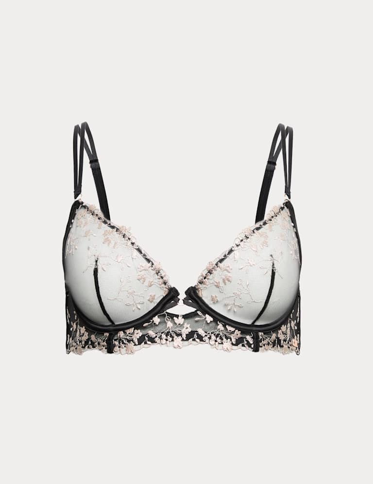 Flora Mesh Embroidered Wired Plunge Bra Set A-E 2 of 6