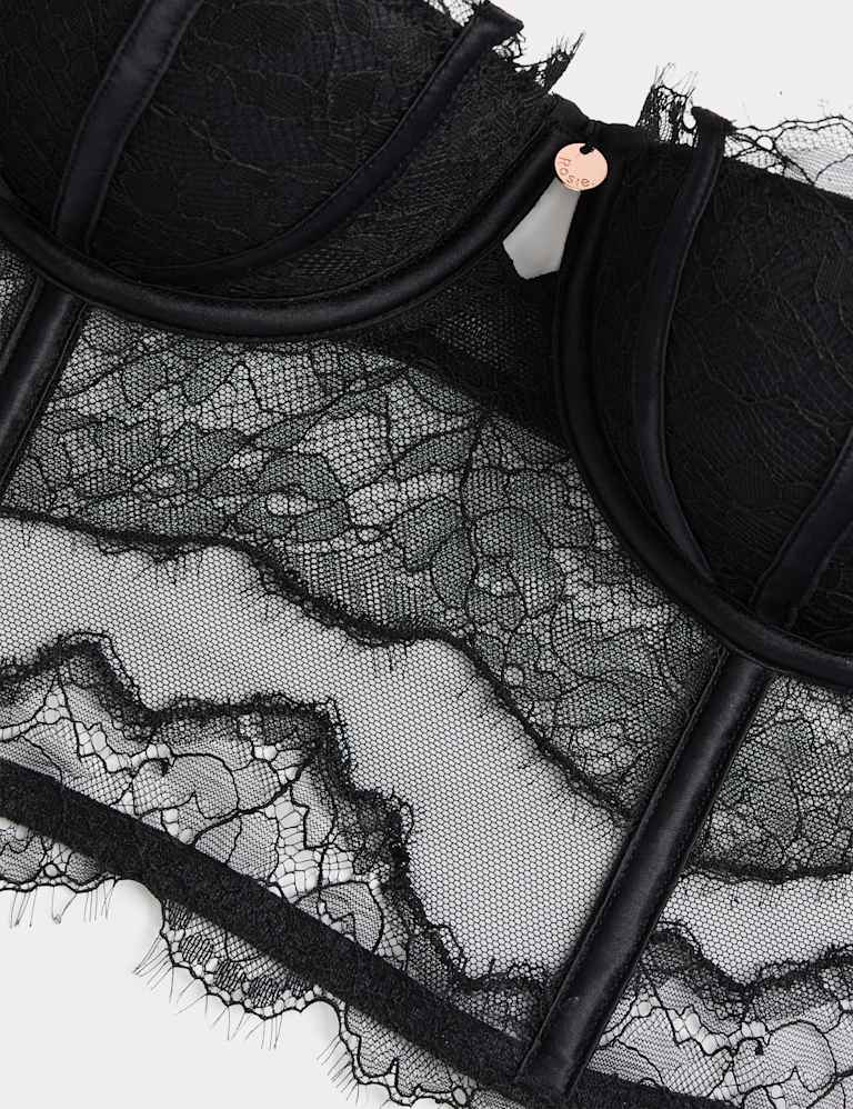 Liana Satin & Lace Wired Balconette Corset Set A-DD 4 of 6