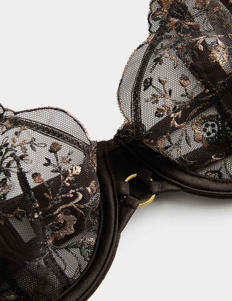 Mia Leopard Embroidery Wired Balcony Bra Set A-E 4 of 6