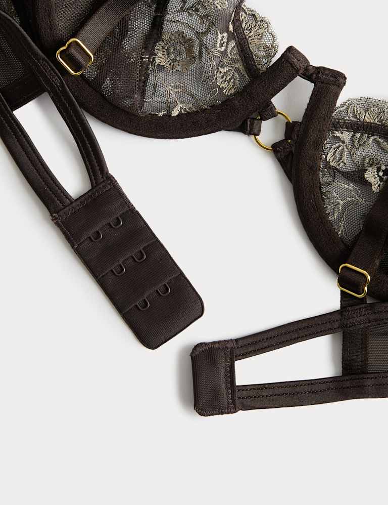 Mia Leopard Embroidery Wired Balcony Bra Set A-E 6 of 6