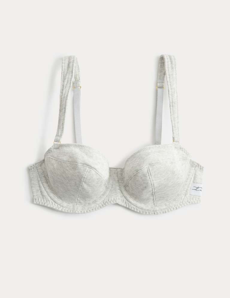 Juni Cotton Rib Wired Balconette Bra Set A-E 2 of 6