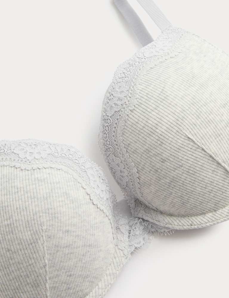 Juni Cotton Rib Wired Push-Up Plunge Bra Set A-E 4 of 6