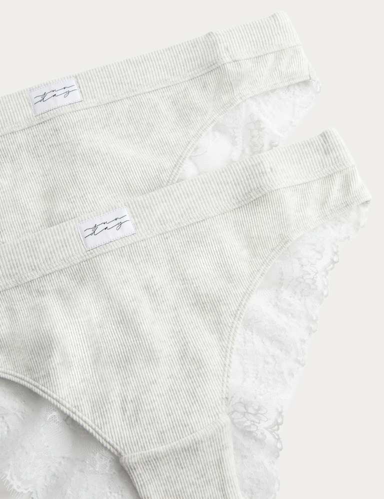 Juni Cotton Rib Wired Push-Up Plunge Bra Set A-E 5 of 6