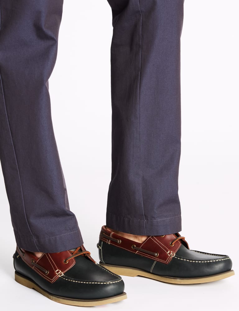 Big Tall Leather Lace up Boat Shoes M S Collection M S IE