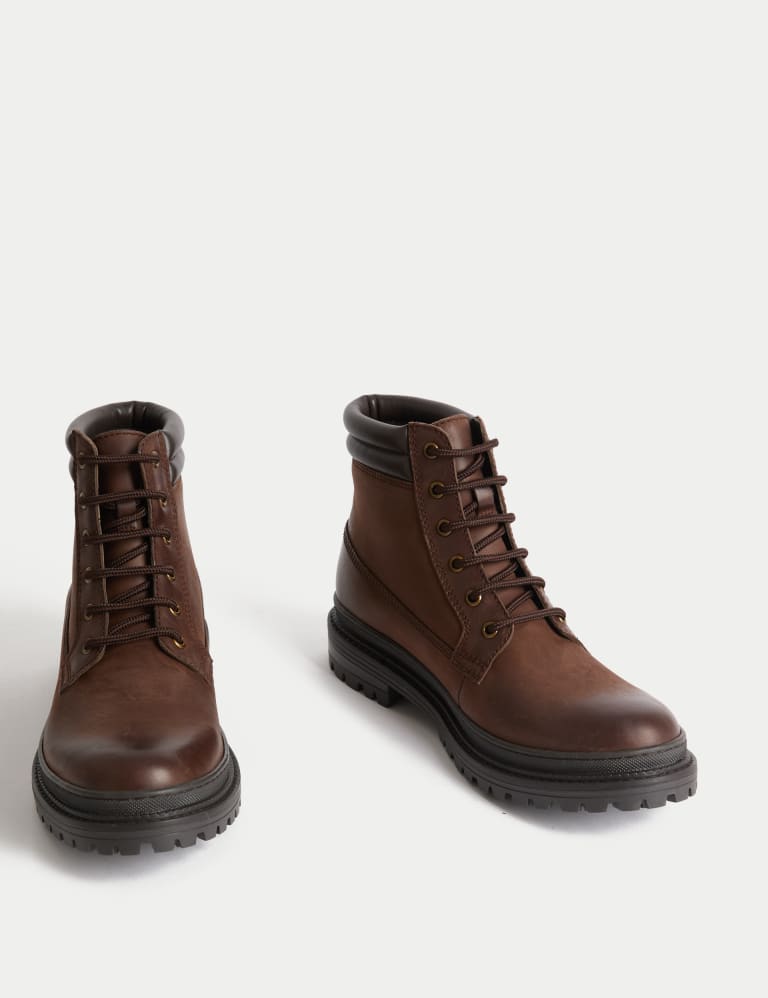 Leather Cleated Sole Boots