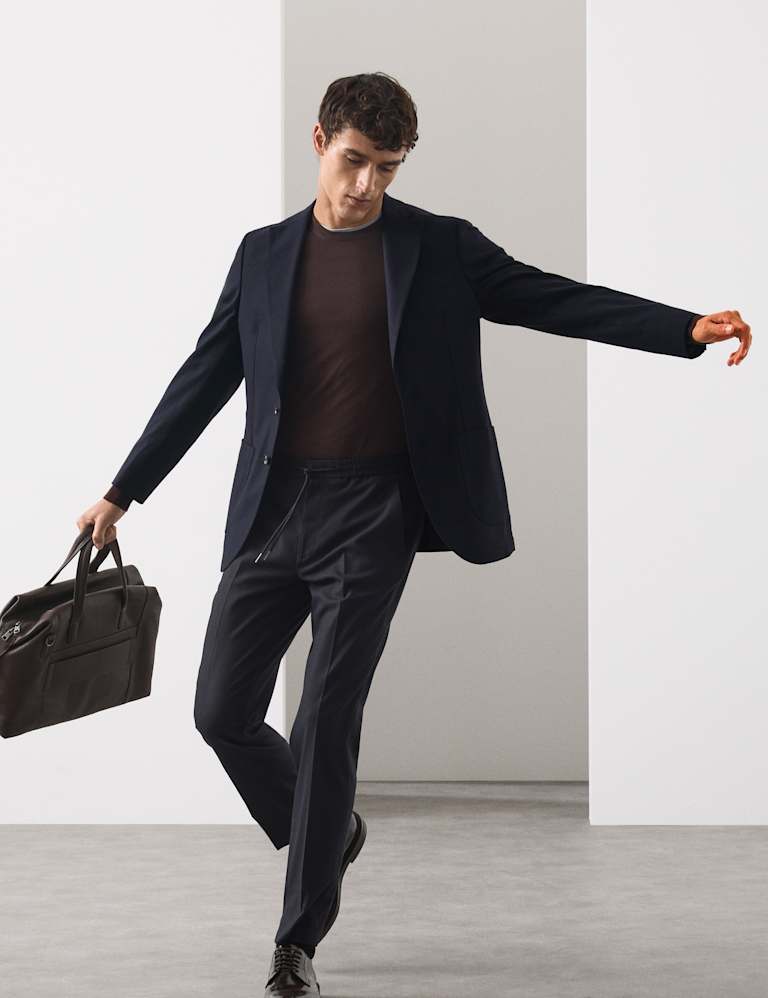 2 Piece Tailored Fit Italian Wool Blend Performance Suit 1 of 6