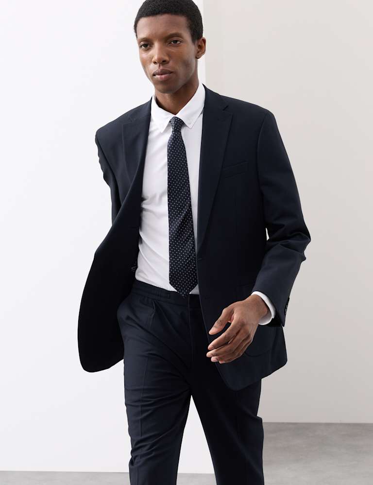 2 Piece Tailored Fit Wool Blend Performance Suit 1 of 6