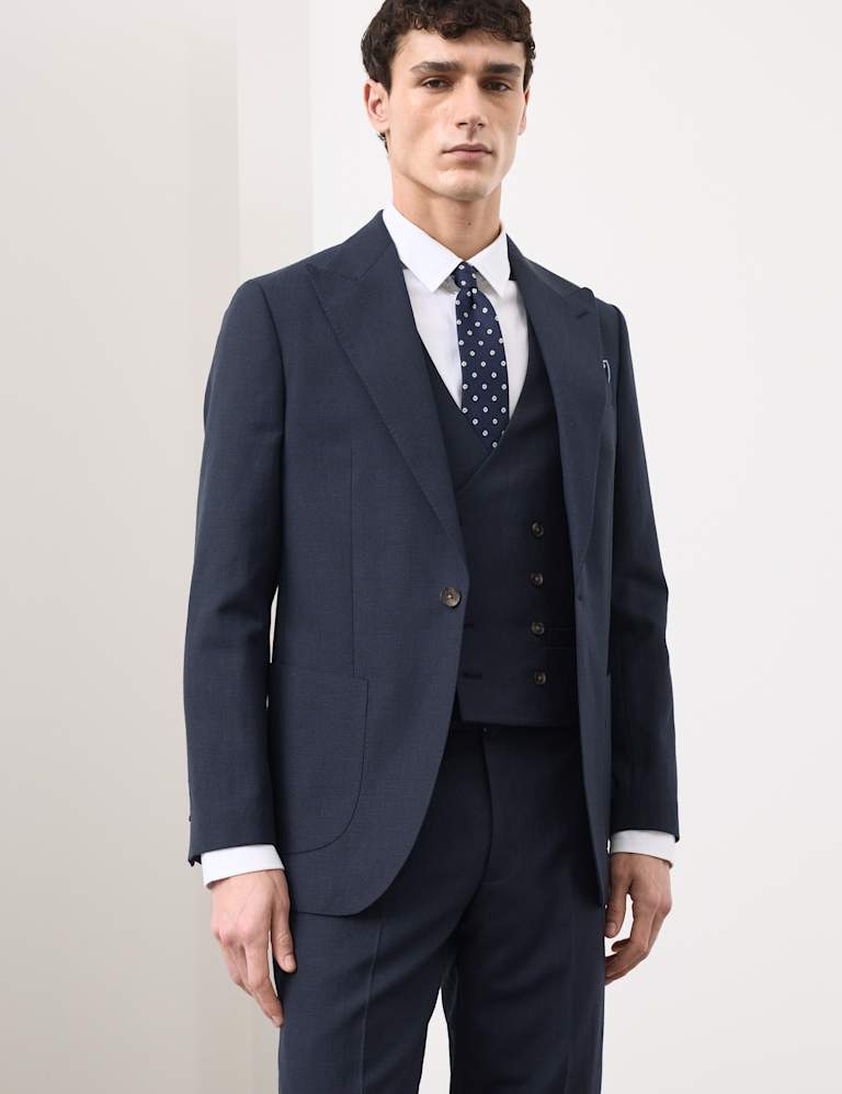 2 Piece Tailored Fit Wool Blend Textured Suit 5 of 6