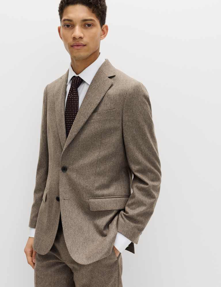 2 Piece Tailored Fit Italian Wool Rich Tweed Suit 1 of 6