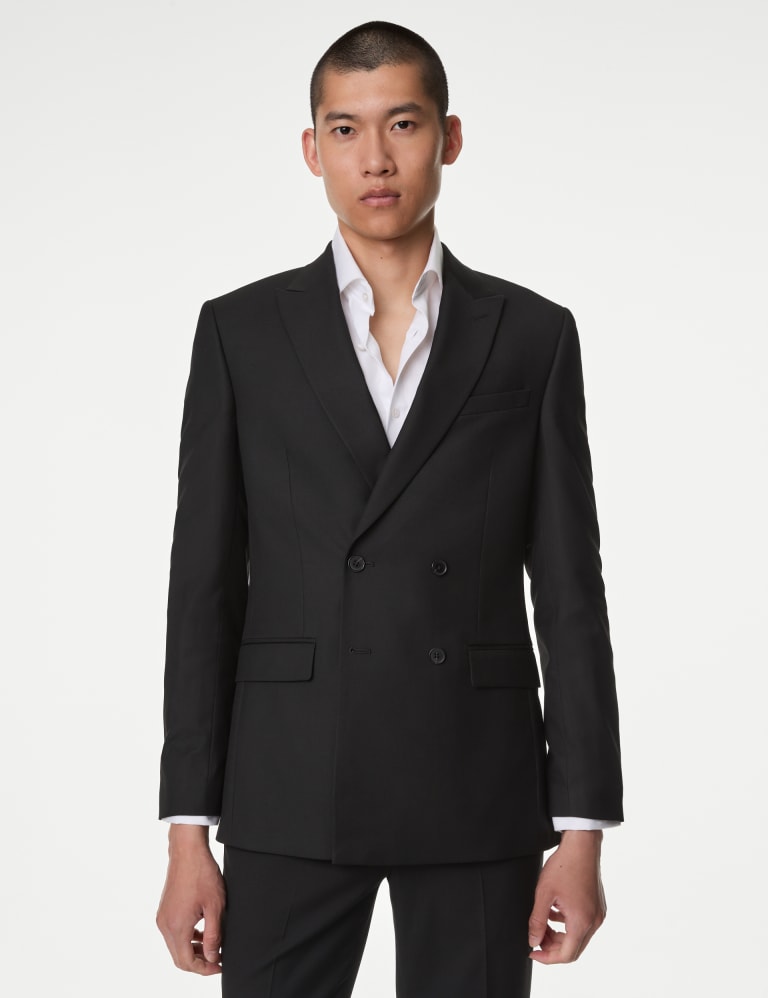 Slim Fit Double Breasted Jacket with Stretch 1 of 7