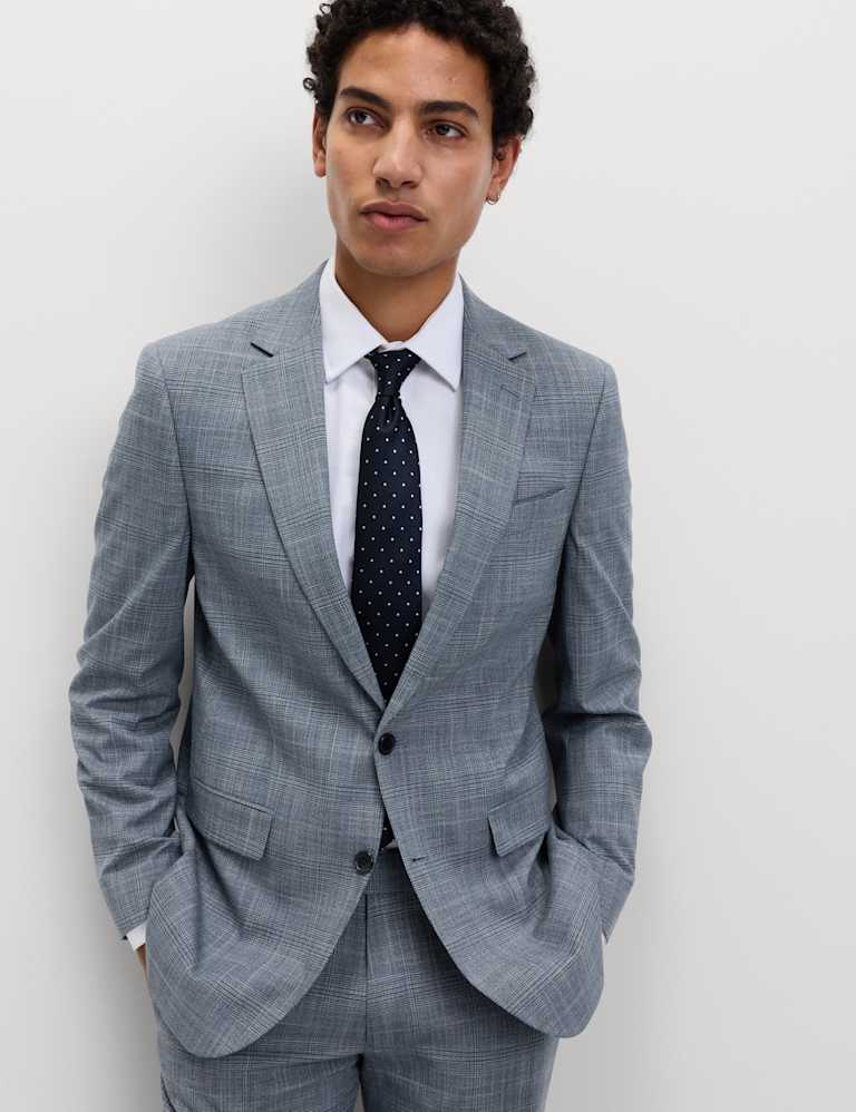 2 Piece Tailored Fit Check Stretch Suit 6 of 6