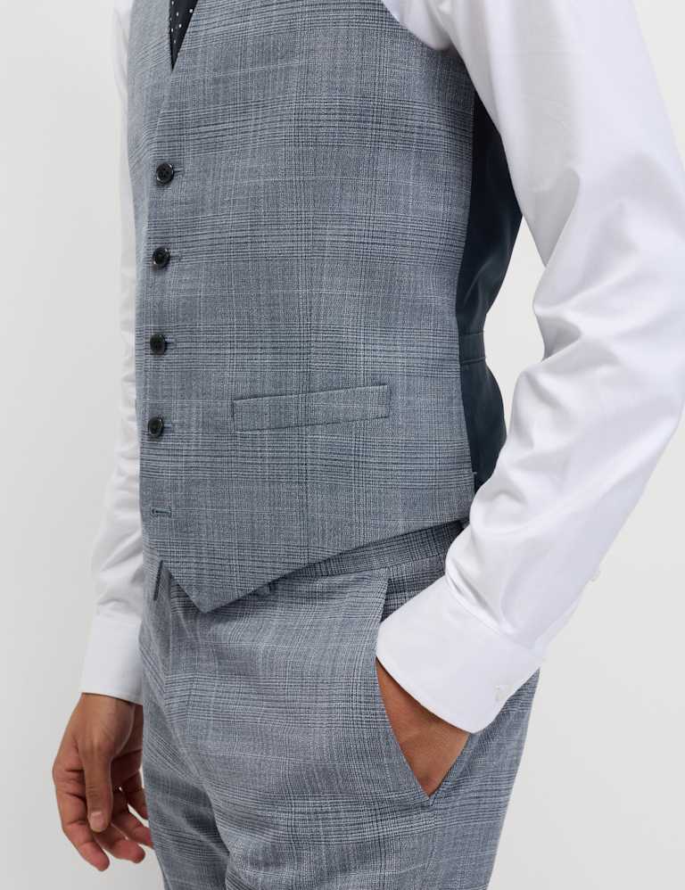 3 Piece Tailored Fit Check Stretch Suit 9 of 9