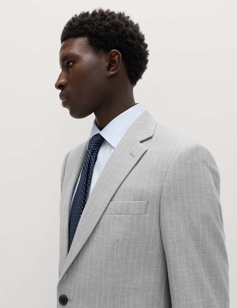 2 Piece Regular Fit Pinstripe Stretch Suit 1 of 6