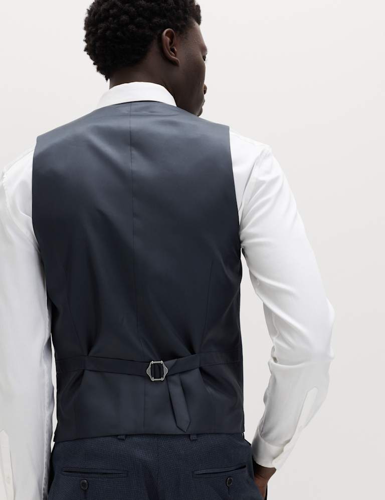 3 Piece Skinny Fit Grid Check Stretch Suit 9 of 9