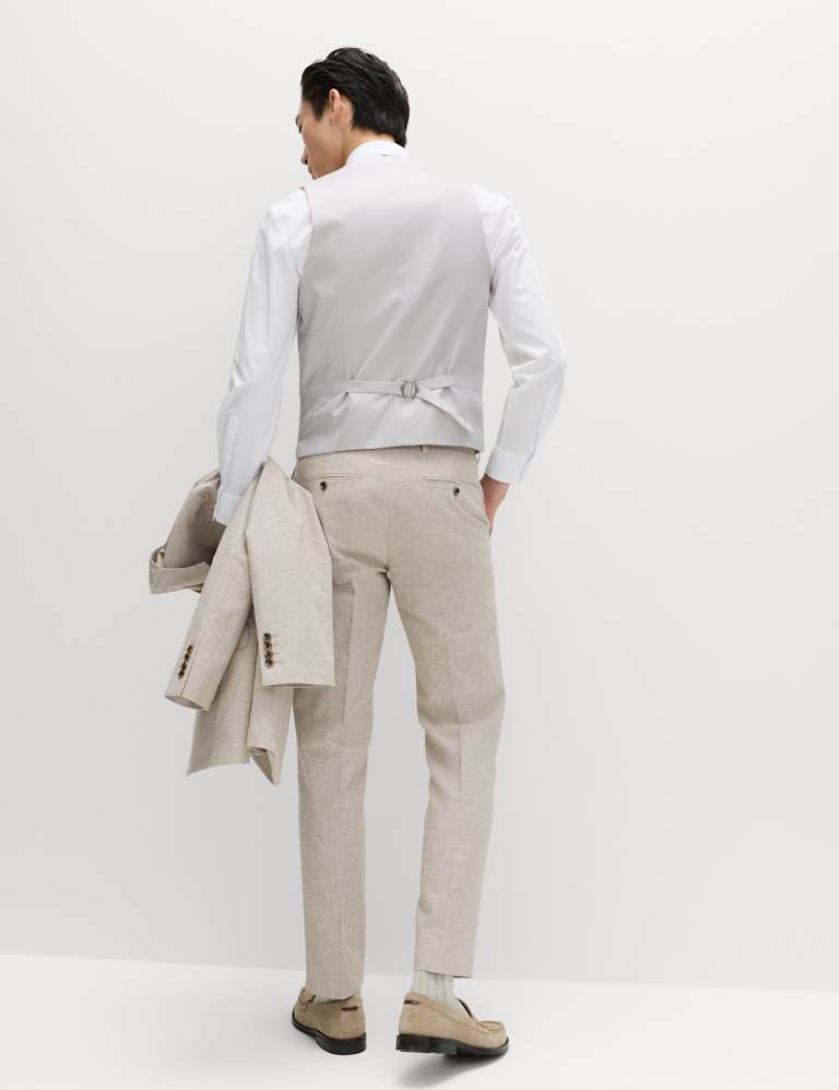 3 Piece Tailored Fit Cotton Linen Striped Suit 3 of 7