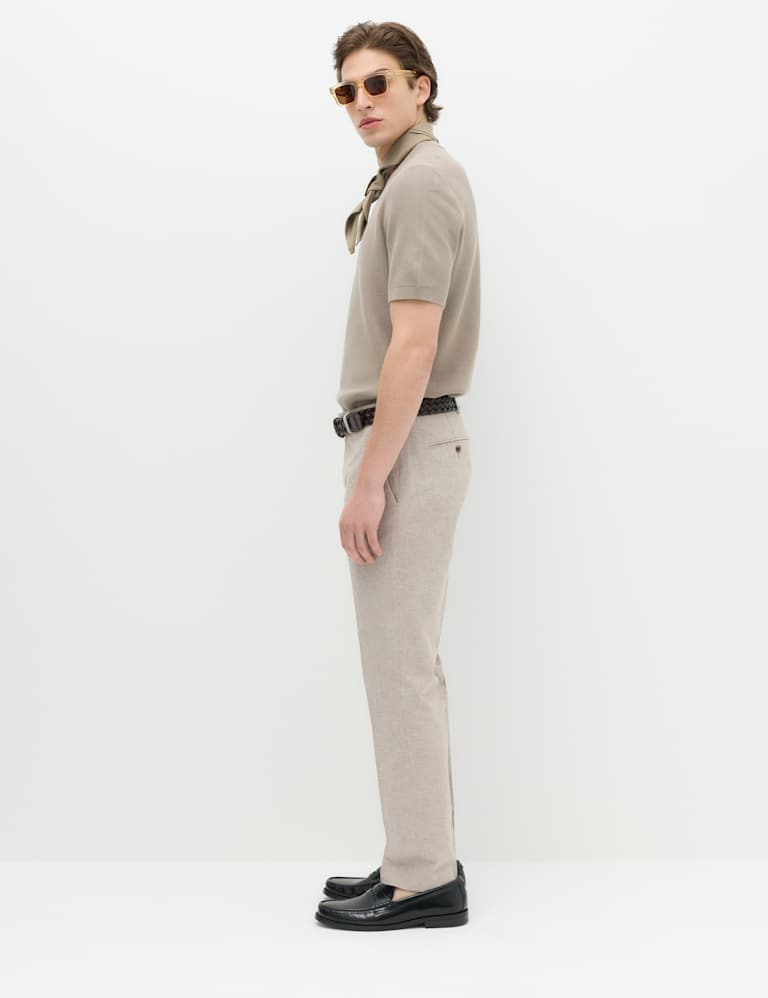 2 Piece Tailored Fit Cotton Linen Striped Suit 4 of 6