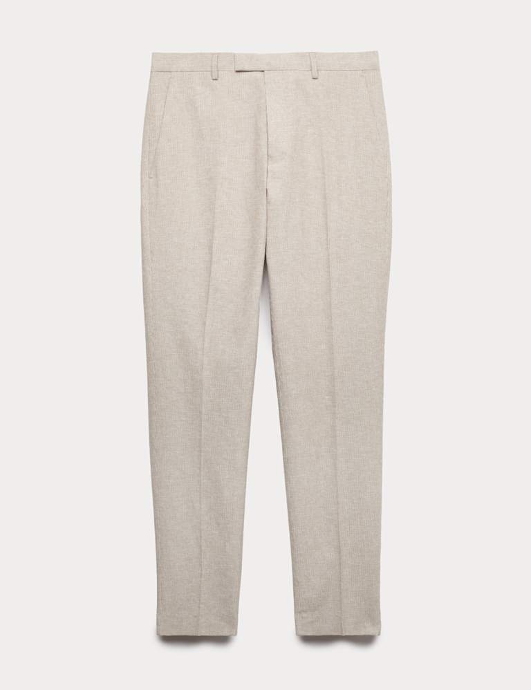 2 Piece Tailored Fit Cotton Linen Striped Suit 3 of 6