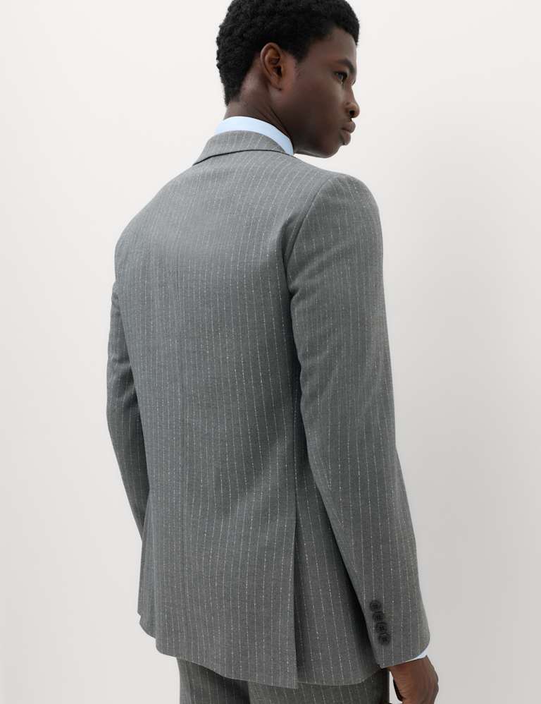 2 Piece Slim Fit Pin Stripe Stretch Suit 4 of 6