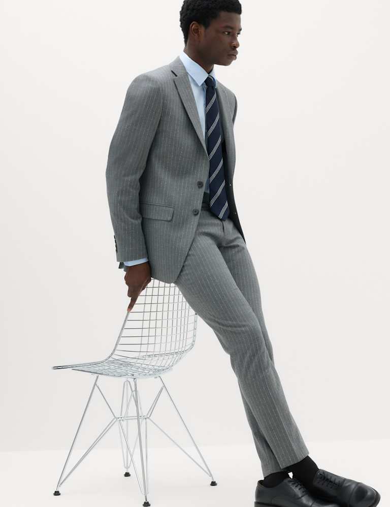 2 Piece Slim Fit Pin Stripe Stretch Suit 6 of 6