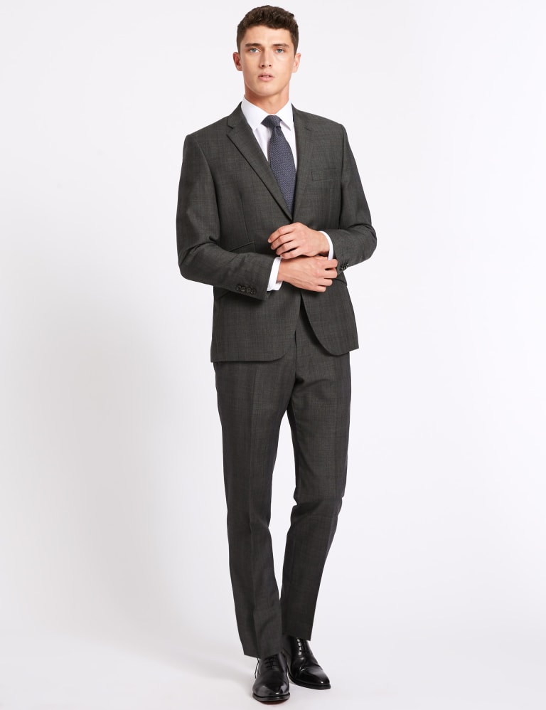 Big Tall Grey Tailored Fit Wool Trousers Savile Row Inspired M S IE
