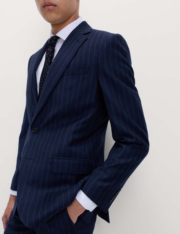 2 Piece Regular Fit Pure Wool Pinstripe Suit 1 of 6