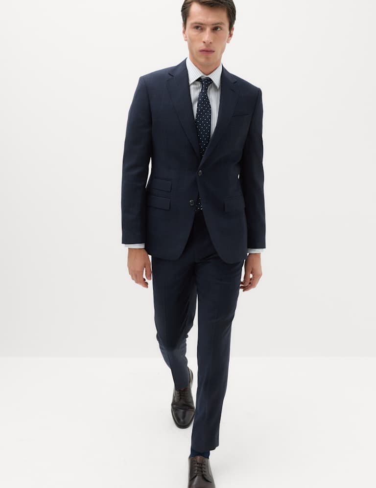 2 Piece Regular Fit Pure Wool Checked Suit 5 of 6