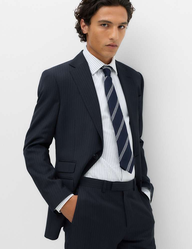 2 Piece Regular Fit Pure Wool Striped Suit 1 of 6