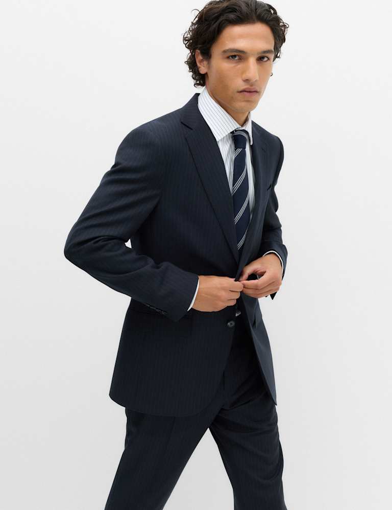2 Piece Regular Fit Pure Wool Striped Suit 5 of 6