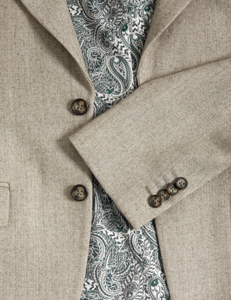 Slim Fit Wool Blend Herringbone Suit Jacket | M&S Collection | M&S 