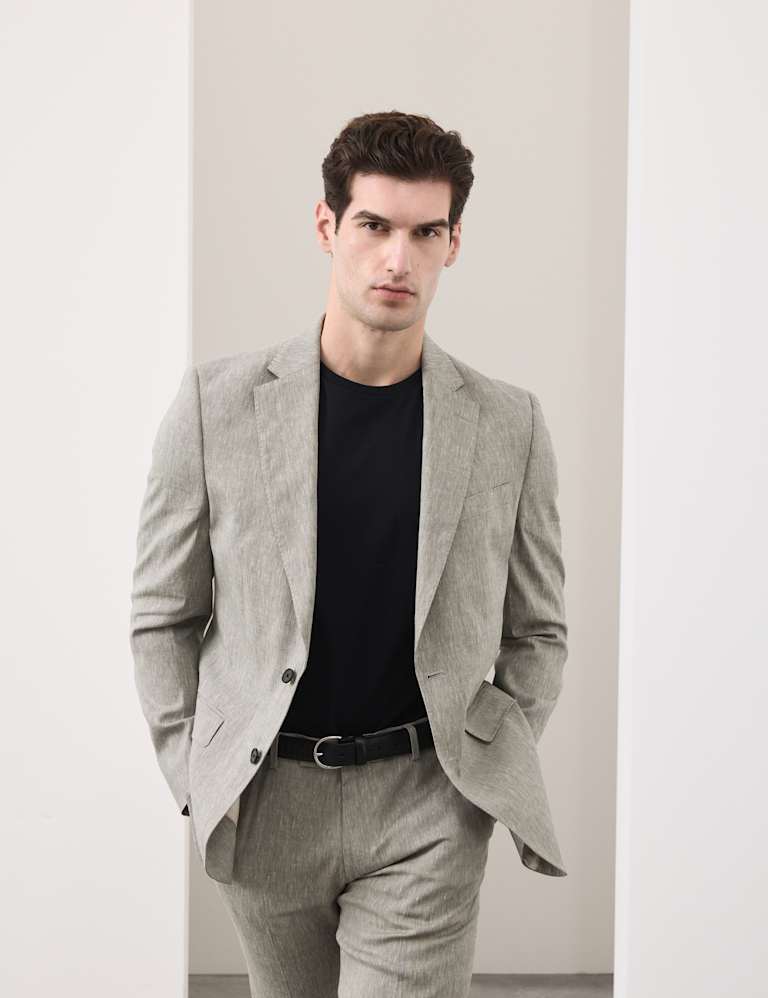 3 Piece Tailored Fit Italian Performance Linen Blend Suit 9 of 9