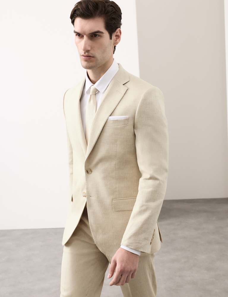 2 Piece Tailored Fit Italian Performance Linen Blend Suit 1 of 6