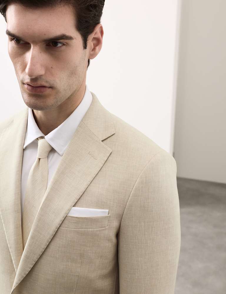 3 Piece Tailored Fit Italian Performance Linen Blend Suit 6 of 9
