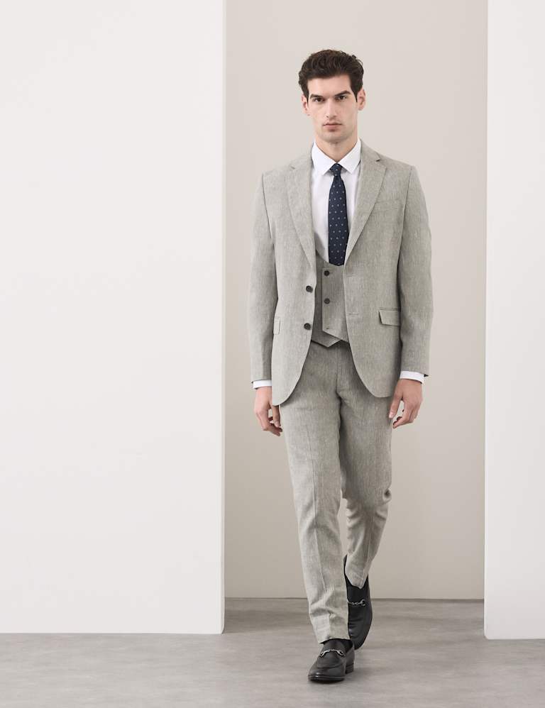 3 Piece Tailored Fit Italian Performance Linen Blend Suit 8 of 9