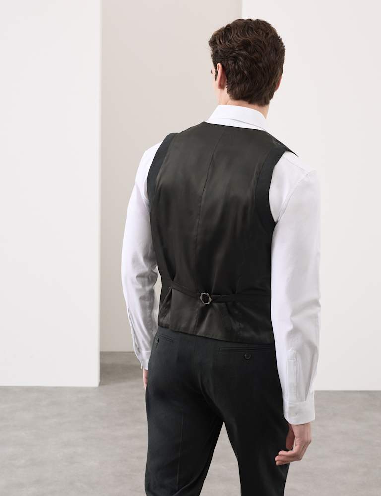 3 Piece Tailored Fit Italian Performance Linen Blend Double Breasted Suit 7 of 9