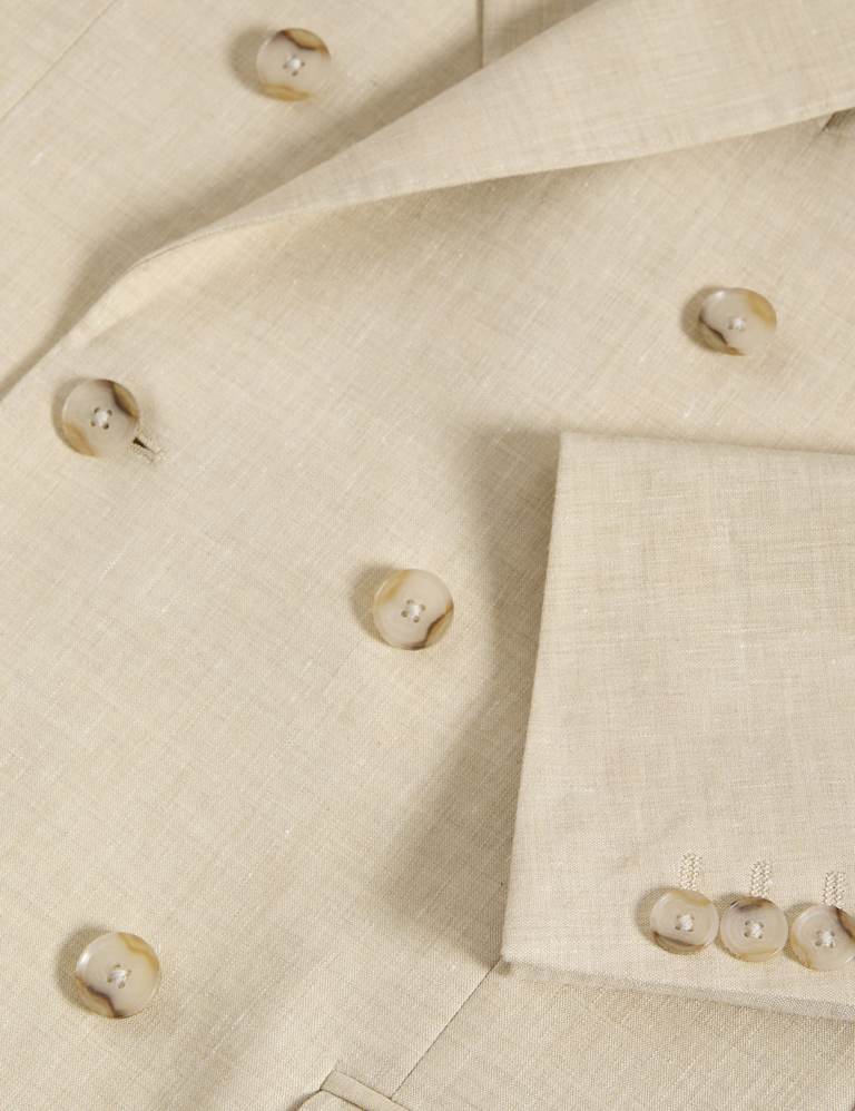 2 Piece Tailored Fit Italian Performance Linen Blend Double Breasted Suit 4 of 6