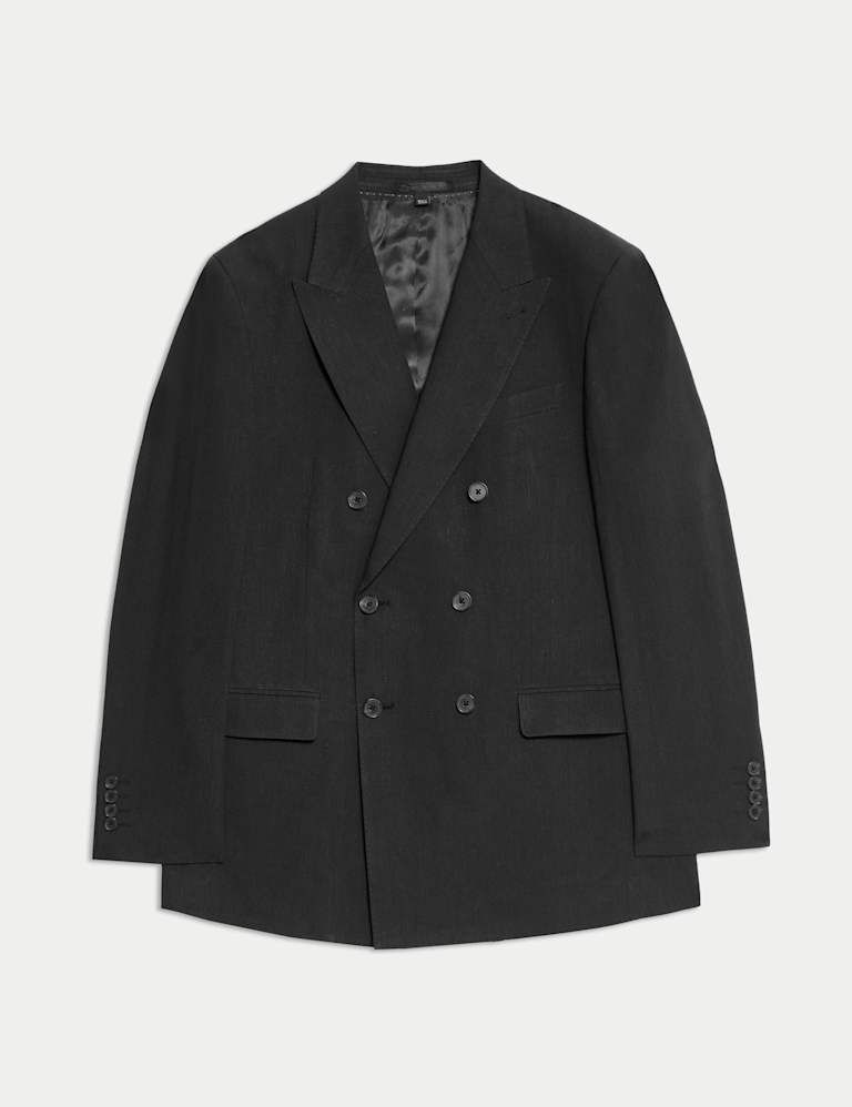 3 Piece Tailored Fit Italian Performance Linen Blend Double Breasted Suit 2 of 9